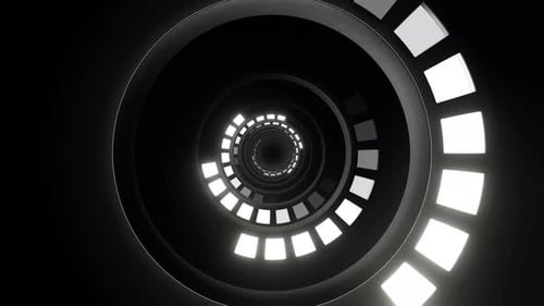 VJ Loop In 4K als Hintergrund mit langsamen Strobe-Ringen in Weiß