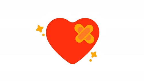 Animated Flat Design Healing Heart with Bandage Icon