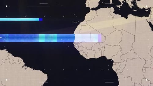 Digital World Map Highlighting Country with Glitch Reveal
