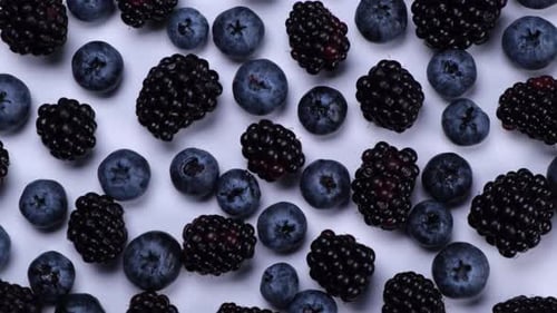 Delicious Blackberries and Blueberries Overhead Flat Lay