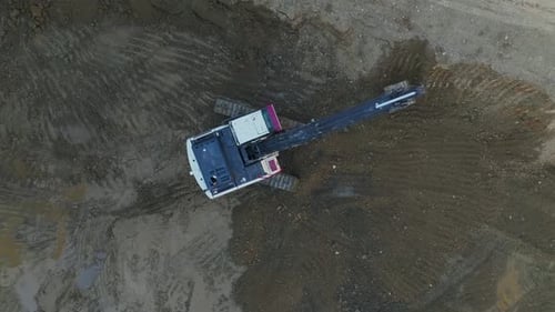 Earth Moving Mastery Drone View of an Excavator