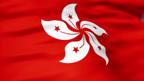Realistic Waving Hong Kong Flag in Fluid Motion