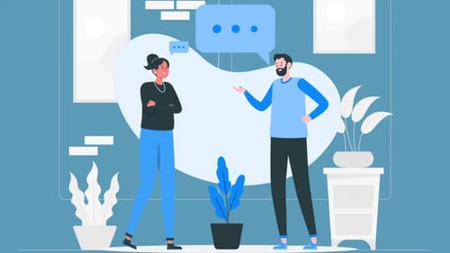 Two Office Workers Talking Among Themselves About The Project