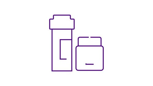 Minimalist Animated Line Art Icon of Pharmacy Bottles