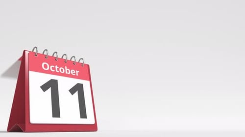 October 12 Date on the Flip Desk Calendar Page