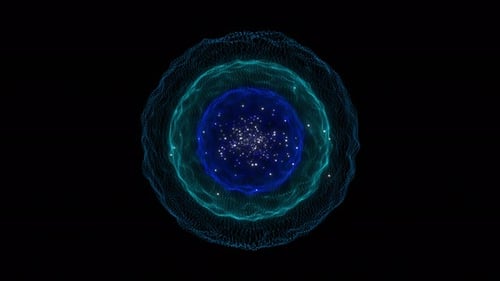 Abstract Blue Energy Sphere Magic Sphere Connecting Dots Lines Wireframe Technology Liquid Big Data