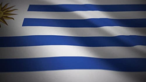 Uruguay National Flag Waving with Realistic Fabric Texture Loop