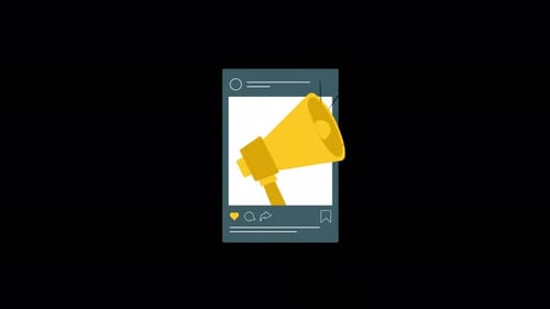 Animated Social Media Post with Megaphone Icon