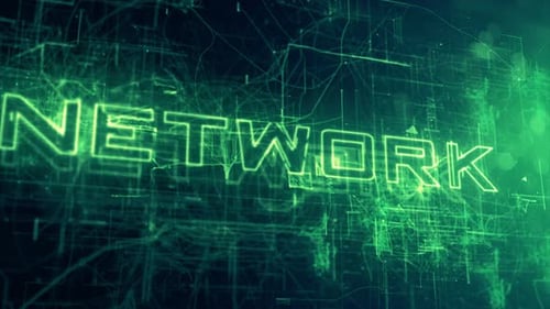Futuristic Glowing Green Network Connection Lines Technology Background