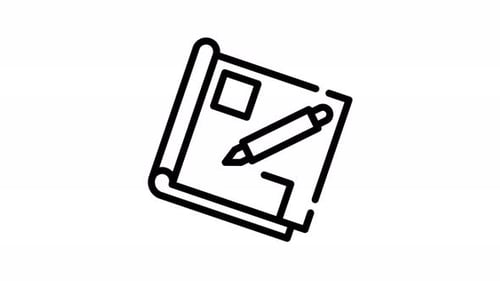 Animated Line Icon of Sketchbook with Pen