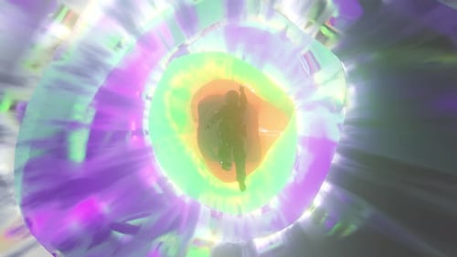 Unrecognizable Person Falling Into Multicolored Interdimensional Tunnel 3d Infinite Loop