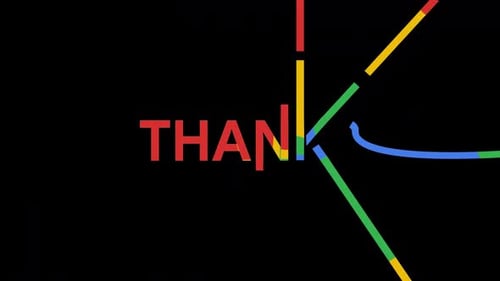 Animated Thanks Word Reveal with Colorful Geometric Lines