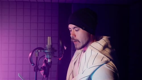 Man Voice Actor Working in Audio Studio