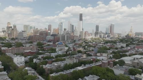 Flying over Cobble Hill toward Brooklyn Heights