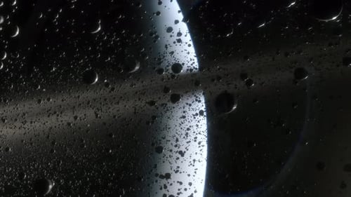 Cinematic Animation of Saturn's Rings Made of Rocks Dust and Ice