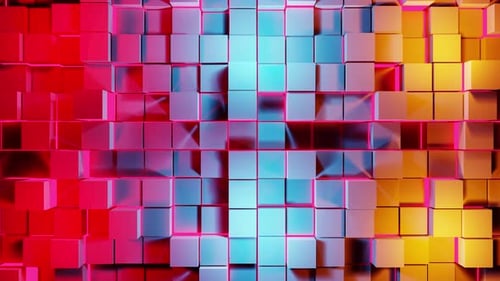 Metallische dreifarbige Würfel, Lichter, VJ Loop, Hintergrundanimation