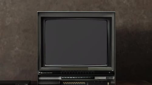 Classic Retro Living Room Interior with Old CRT TV Animation