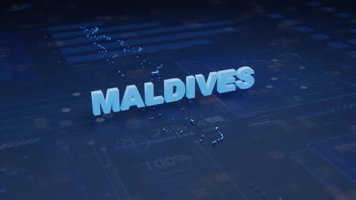 Futuristic Maldives Map and Text Reveal Animation