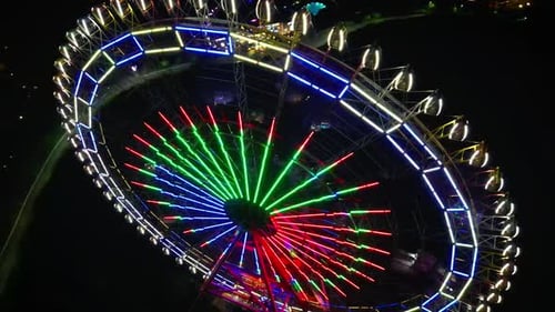 Ferris Wheel Lights in Evening Amusement Park Ferris Wheel Lights World's Ferris Wheel in Vietnam in