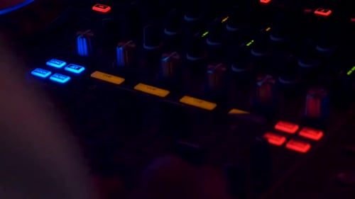 DJ Controller with Illuminated Buttons and Slider Controls