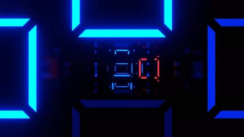 Blue And Light Red Bright Flashing Strobe Square Tunnel Background Vj Loop In 4K