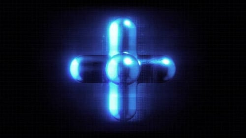 Abstract Blue Glowing Sci-Fi Object Rotation