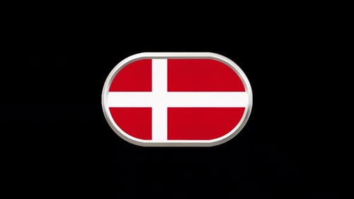 Animated 3D Danish Flag Rotation with Metallic Border
