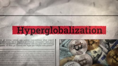 Grunge Red Highlight on Hyperglobalization Newspaper Headline