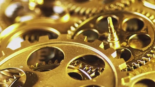 Beautiful Golden Gears Wall Top View Timeless Turn