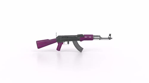 Ak47 rifle 3d object rotating loop