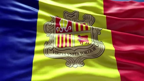 Andorra Flag Waving with Realistic Fabric Texture