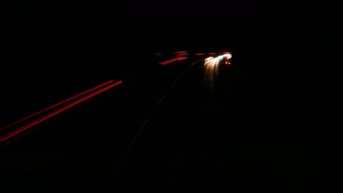 Incredible, 2 way long exposure motorway hyper lapse, busy road, freeway. Light rails show a congest
