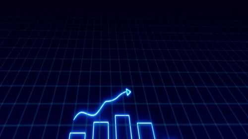 Neon Glowing Bar and Line Graph Growth Animation