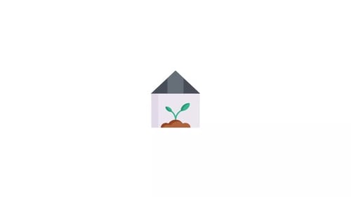 2D Flat Design Plant Growing House Icon