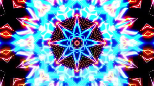 Flying through a tangled neon tunnel. Kaleidoscope VJ loop