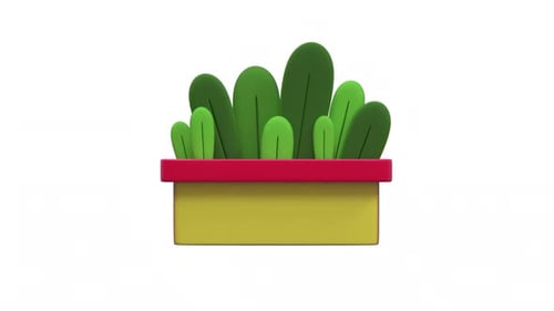 Modern Animated 3D Green Potted Plant