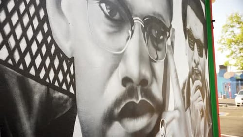 Wrap around shot of a Martin Luther King mural in Atlanta