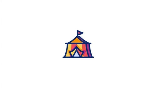 Modern Animated Circus Tent Icon Graphic Reveal