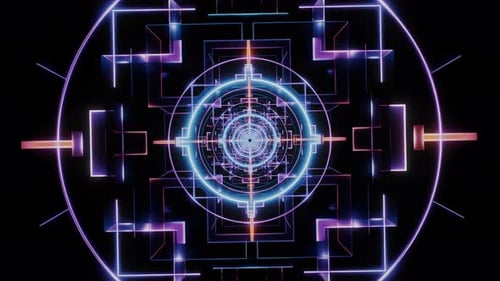 Futuristic Neon Geometric Tunnel Animation Loop