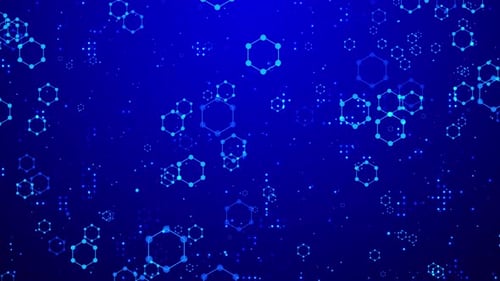Blaue Hintergrundschleife für abstrakte hexagonale Molekülstrukturen