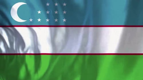 Realistic Uzbekistan Flag Waving Seamless Loop