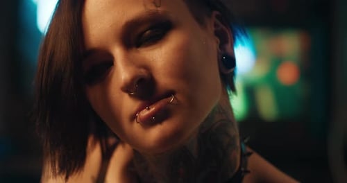 Close-Up of Stylish Young Adult with Tattoos