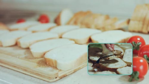 Bread Slices on Board With Food Preparation Inset