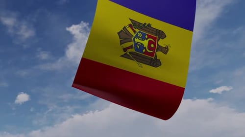 Drone Pulling Moldova Flag