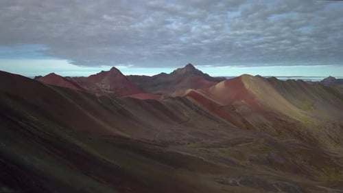 Aerial shot of Rainbow Mountain, Peru 4K