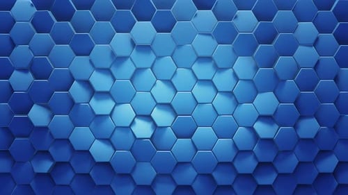 Fond abstrait hexagonal géométrique bleu. Animation de rendu 3D en boucle fluide