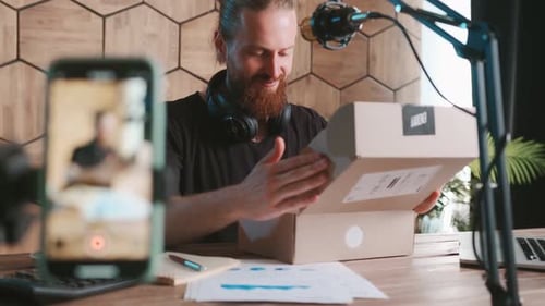 Young Adult Recording a Product Review Vlog