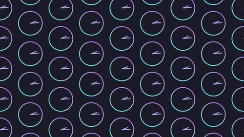 Clock Time Dark Blue Animated Loop Background 4K