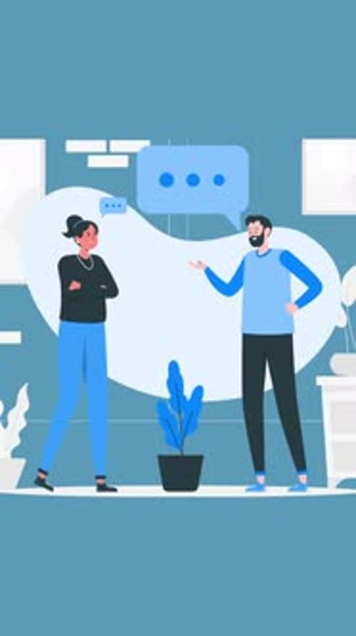 Two Office Workers Talking Among Themselves About The Project On Vertical