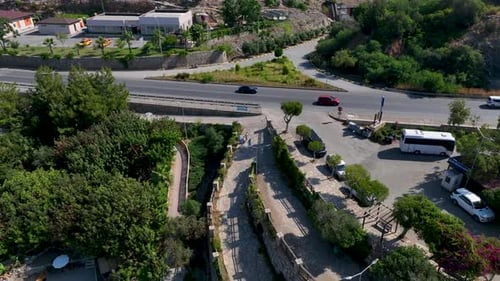 Aerial View People Paddleboarding in a Lagoon on the First Day of Summer Festival